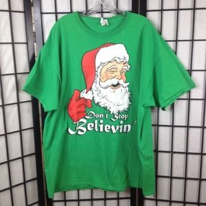 Santa Claus Don't Stop Believing Christmas Graphic T-Shirt